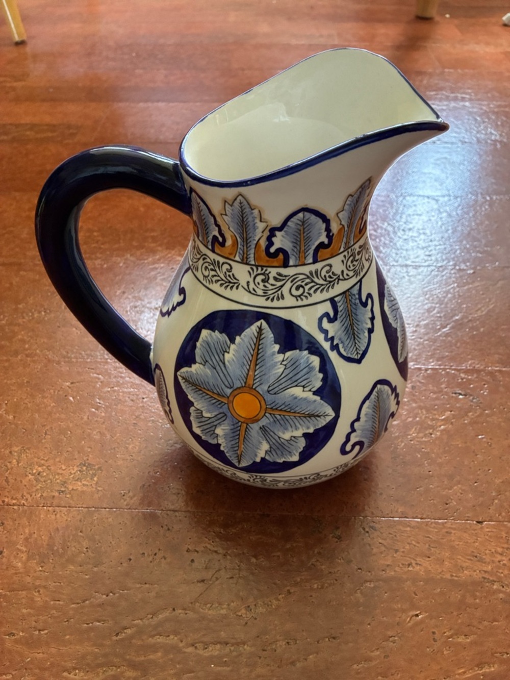 Vintage I. Godinger Centerpiece Pitcher - Hand-Painted Blue and White